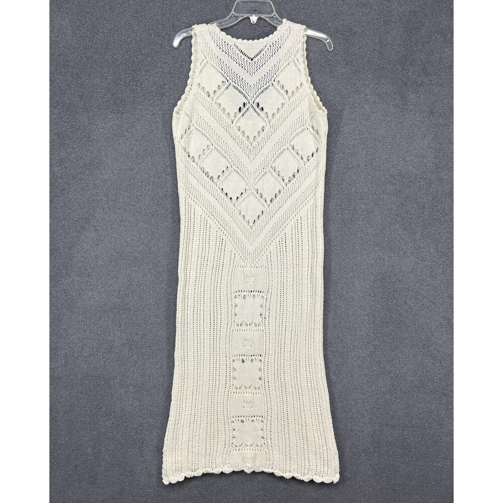 Free People FP Beach Dress Womens Small White Crochet Knit Maxi Boho‎ Sleeveless - Picture 2 of 14